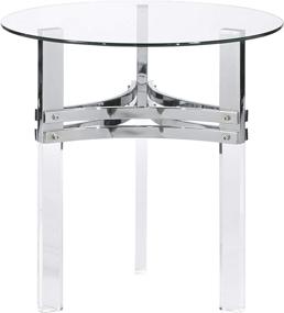 img 3 attached to 🔘 Stylish Signature Design by Ashley Braddoni Contemporary Round End Table with Clear Glass Top and Chrome Finish