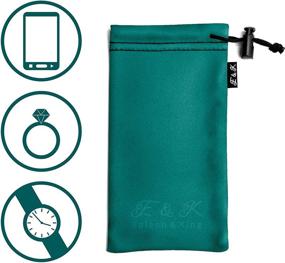 img 2 attached to 🕶️ Glasses Case and Cleaning Cloth Combo – 4 Pack Pouches for Sunglasses with Microfiber Cloth (Teal)