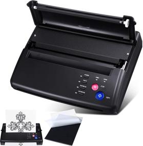 img 4 attached to Tattoo Transfer Stencil Machine with 30 Pieces Transfer Paper: Professional Thermal Copier Printer for Tattoo Supplies (Black)