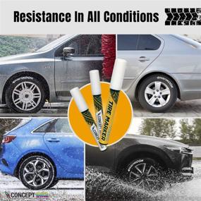 img 1 attached to 🚗 White Waterproof Car Tire Lettering Markers, 3 Pack - Premium Paint Pen by ConceptInks, Made in Japan