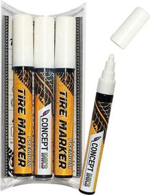 img 4 attached to 🚗 White Waterproof Car Tire Lettering Markers, 3 Pack - Premium Paint Pen by ConceptInks, Made in Japan