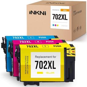 img 4 attached to 🖨️ INKNI Remanufactured Ink Cartridge – Epson 702, 702 XL, 702XL High Yield – Workforce Pro WF-3720, WF-3730, WF-3733 Printer – Cyan, Magenta, Yellow (3-Pack)