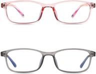 protect your eyes with blue light blocking glasses - 2 pack computer glasses women/men small face, tr-90 gaming eyewear in pink+grey - anti eyestrain non prescription logo
