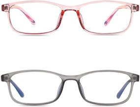 img 4 attached to Protect Your Eyes with Blue Light Blocking Glasses - 2 Pack Computer Glasses Women/Men Small Face, TR-90 Gaming Eyewear in Pink+Grey - Anti Eyestrain Non Prescription