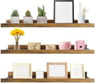 📚 rustic floating wall shelves set of 3 - 36 inch large picture ledge shelf for bedroom kitchen bathroom living room nursery display - 3 different size options - giftgarden logo