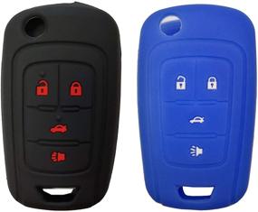 img 2 attached to Keyless Entry Remote Key Fob Skin Cover Protective Silicone Rubber Key Jacket Protector For GM Chevrolet Chevy Camaro Cruze Buick 4 Buttons Key Holder (1 Black With Red + 1 Blue)