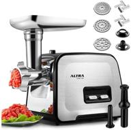 🥩 altra stainless steel electric meat grinder: powerful 2000w max, convenient concealed storage box, sausage & kubbe kit included - ideal for home kitchen & commercial use logo