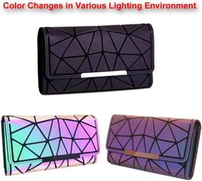 img 3 attached to 🔺 Geometric Luminous Wallet Rhomboid Lattice Fashion Holographic Clutch Long Wallet with Zipper Closure - Pocket Bag for Women, Handbags with Card Holder, Coin Purse, and Cell Phone Case (Triangle)