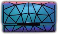 🔺 geometric luminous wallet rhomboid lattice fashion holographic clutch long wallet with zipper closure - pocket bag for women, handbags with card holder, coin purse, and cell phone case (triangle) logo