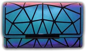 img 4 attached to 🔺 Geometric Luminous Wallet Rhomboid Lattice Fashion Holographic Clutch Long Wallet with Zipper Closure - Pocket Bag for Women, Handbags with Card Holder, Coin Purse, and Cell Phone Case (Triangle)