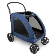 🐾 ireenuo 4 wheels dog stroller: jogger stroller for 2 dogs, accommodates large pets up to 110 lbs (blue) - ample storage space, easy access walk-in/out design logo