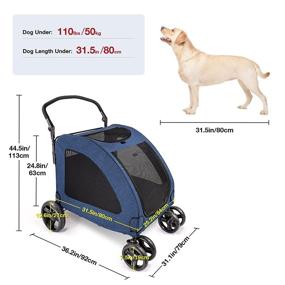 img 3 attached to 🐾 IREENUO 4 Wheels Dog Stroller: Jogger Stroller for 2 Dogs, Accommodates Large Pets up to 110 lbs (Blue) - Ample Storage Space, Easy Access Walk-In/Out Design