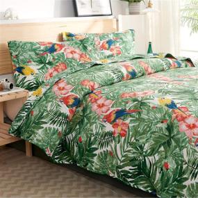 img 3 attached to 🌿 King Size Green Plant Leaf Bedding Set - Tropical Rainforest Leaves Quilt Set, Lightweight Reversible Botanical Flower Bedspread Coverlet with Sham - Soft Breathable Bed Set, Including 1 Quilt and 2 Pillowshams