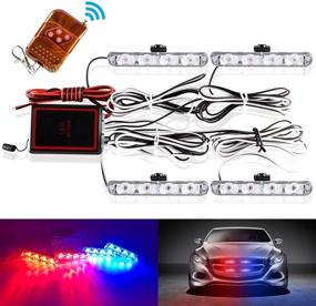 img 4 attached to Grille Strobe Light Kit Emergency Warning Flash Light Waterproof Deck Dash Strobe Light For Vehicles Remote Control Flash And Stable Bright Mode 16 LED Red Blue