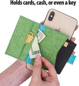 img 3 attached to Convenient Cell Phone Card Holder Stick on Wallet Phone Pocket - Blue Green for iPhone, Android and All Smartphones