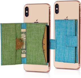 img 4 attached to Удобный карман для хранения карт и телефона на клейкой основе - Сине-зеленый, для iPhone, Android и всех смартфонов.