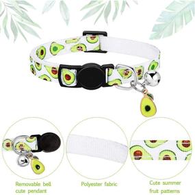 img 1 attached to 🐱 Adjustable Cat Collars with Bell - Set of 5 Colorful Summer Fruit Patterns: Pineapple, Watermelon, Cherry, Strawberry, Avocado - Ideal for Kittens, Kitty Cats, Tropical Hawaii Parties