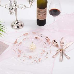 img 2 attached to Стильно и удобно: набор пластиковых тарелок Nervure 102 шт. Clear Rose Gold - мраморные, одноразовые тарелки для свадеб и вечеринок - включает в себя 51 шт. диаметром 10,25 дюйма и 51 шт. диаметром 7,5 дюйма.