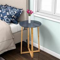 🪑 gray round coffee table with sturdy bamboo legs - versatile side table for living room, sofa, and bedside use (15.6x23.5inch) logo