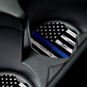 img 2 attached to 🚓 Premium Thin Blue Line Car Coasters: Set of 2 Absorbent Accessories, 2.56-inch Size & Rubber Backing