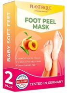 plantifique foot peel mask 2 pack - dermatologically tested, cracked heel repair, dead skin remover - exfoliating peel natural treatment for baby soft feet - peach feet peeling mask logo