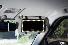 img 3 attached to 💄 Зеркало для макияжа на солнцезащитной козырьке в автомобиле с светодиодным освещением - сенсорное управление яркостью, USB-питание, съёмный дизайн - косметическое зеркало для путешествий в автомобилях