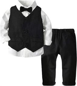 img 4 attached to 👔 Stylish 3 Piece Suits Sleeve Shirts Outfits for Boys - Complete Clothing Sets