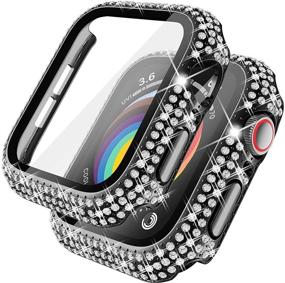 img 3 attached to Стильный черный чехол для Apple Watch с блеском - защитное стекло с кристаллами для серии 6/5/4/3/2/1, 38мм/40мм/42мм/44мм