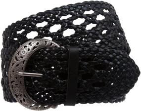 img 1 attached to Wide Perforated Braided Woven Leather Women's Accessories in Belts