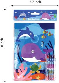 img 1 attached to 🌊 Tiny Mills Ocean Life Coloring Books Set: 12 Books & 48 Crayons for Under the Sea Treats Party Favors, Prizes & Supplies