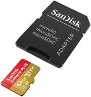 📸 enhanced performance: sandisk extreme plus 64gb microsdxc uhs-i card with adapter (sdsqxbz-064g-ancma) logo