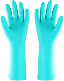 img 4 attached to Latex-Free Household Dishwashing Cleaning Gloves with 🧤 Cotton Lining - 2 Pairs (Blue+Blue, Size Large)