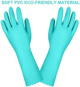 img 2 attached to Latex-Free Household Dishwashing Cleaning Gloves with 🧤 Cotton Lining - 2 Pairs (Blue+Blue, Size Large)