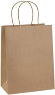 bagdream 50 шт. 8x4.25x10.5 коричневые бумажные подарочные пакеты с ручками - набор, покупки, крафтовые пакеты для розничной торговли, вечеринок logo