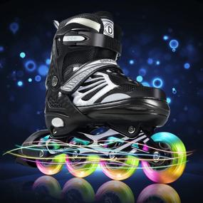 img 4 attached to 🛼 Light Up Wheel Inline Skates: Adjustable Outdoor Roller Blades for Adults, Women, Men, Kids & More