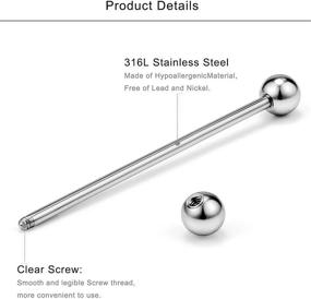 img 3 attached to 💎 Lcolyoli Stainless Steel Industrial Barbell Earrings 9-Piece Set for Women and Men: Cartilage Helix Rings Piercing Jewelry, Available in Various Lengths (32mm, 35mm, 38mm)