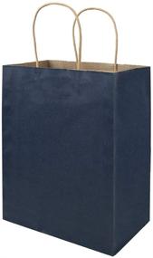 img 4 attached to Premium Bulk 50 Pack Medium Blue Kraft Paper Bags with Handles - Bagmad Gift Bags, Craft Grocery Shopping Retail Party Favors Wedding Bags Sacks (Navy Blue, 50pcs)