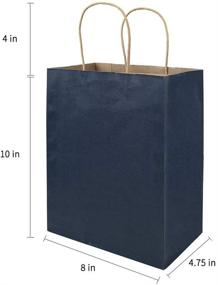 img 3 attached to Premium Bulk 50 Pack Medium Blue Kraft Paper Bags with Handles - Bagmad Gift Bags, Craft Grocery Shopping Retail Party Favors Wedding Bags Sacks (Navy Blue, 50pcs)