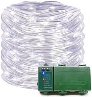 🔦 white rope lights: 39 ft 120 led battery operated string lights for outdoor indoor party patio garden yard holiday wedding - waterproof christmas decorative fairy lights logo