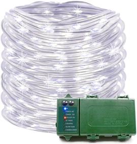 img 4 attached to 🔦 White Rope Lights: 39 Ft 120 LED Battery Operated String Lights for Outdoor Indoor Party Patio Garden Yard Holiday Wedding - Waterproof Christmas Decorative Fairy Lights