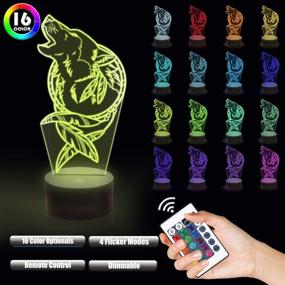 img 3 attached to 🐺 Lampeez Wolf Dream Catcher Illusion 3D Lamp: Color Changing Wolf Gifts for Kids, Remote Controlled Wolf Night Light – Perfect Birthday, Christmas, Valentine's Day Present for Wolf Fan Boys & Girls