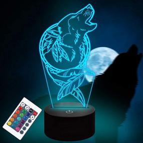 img 4 attached to 🐺 Lampeez Wolf Dream Catcher Illusion 3D Lamp: Color Changing Wolf Gifts for Kids, Remote Controlled Wolf Night Light – Perfect Birthday, Christmas, Valentine's Day Present for Wolf Fan Boys & Girls