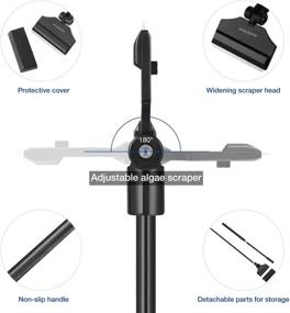 img 3 attached to 🐠 Efficient 26in Aluminum Alloy Algae Scraper Cleaner for Glass Fish Tanks - POPETPOP Aquarium, Includes 10 Replaceable Scrapers (Black)