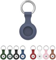 🔵 blue air tag case with keychain: portable silicone holder for airtags – protect pets, wallets & luggage logo