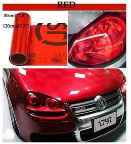 img 3 attached to 🚗 Enhance the look of your car lights with KOMAS 12" X 48" Tint Vinyl Film Sticker Sheet Roll in Glossy Red - Complete with Squeegee + Cutter!
