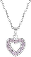 💖 delicate 925 sterling silver 16" open heart pendant necklace for girls - sparkling cubic zirconia cz heart chain - elegant jewelry for little girls logo