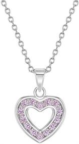 img 4 attached to 💖 Delicate 925 Sterling Silver 16" Open Heart Pendant Necklace for Girls - Sparkling Cubic Zirconia CZ Heart Chain - Elegant Jewelry for Little Girls