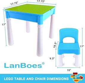 img 1 attached to Children's Activity Table and Chair Set with 2 Chairs, Kids' Table and Chair Set with 4 Storage Boxes Plus 180pcs Large Building Blocks - Compatible with Popular Brands, Ideal for Ages 3 and Up