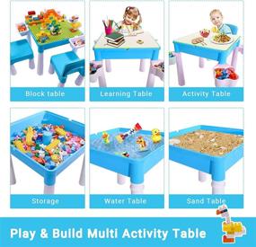 img 3 attached to Children's Activity Table and Chair Set with 2 Chairs, Kids' Table and Chair Set with 4 Storage Boxes Plus 180pcs Large Building Blocks - Compatible with Popular Brands, Ideal for Ages 3 and Up