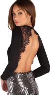 👗 didk elegant backless lace appliqued long sleeve bodysuit for women logo